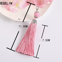 REGELIN 5pcs Cotton Silk Tassels Key Ring With Beads Charm Pendant Satin Tassels With Lobster Clasp DIY Jewelry Making 11.5cm 2024 - buy cheap