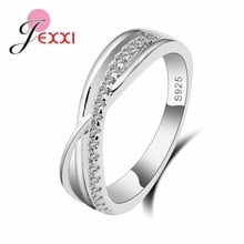 Trendy 925 Sterling Silver Proposal Rings Cubic Zirconia Cross Shape Women Wedding Bands Ring Jewelry Engagement Accessory 2024 - buy cheap