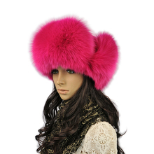 winter natural fox fur caps genuine fox fur hat fashion women headwear 2024 - buy cheap