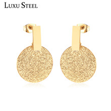 LUXUSTEEL Scrub Drop Earring Stainless Steel Round Pendants Earring Fashion Jewelry Female Push Back Jewelry Party 2024 - buy cheap