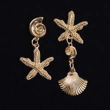 2020 New ZA Gold Seastar Seashell Drop Earrings Women Asymmetry irregular Statement Long Dangle Earrings Jewelry Fashion 2024 - buy cheap