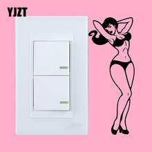 YJZT Girl Retro Sexy Woman In Swimsuit Vinyl Light Switch Sticker Decor Home Wall Decal 8SS-2468 2024 - buy cheap