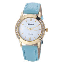 Женские кварцевые наручные часы Reloj Mujer с бриллиантами и кожаным ремешком Geneva, модные женские Брендовые Часы Felame 2024 - купить недорого