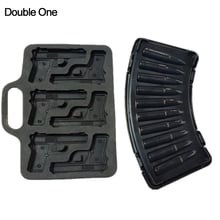 2pcs/set Combo 2 Molds 1 Pistol Gun Silicone Mold + 1 Plastic AK47 Bullet 3D Jewelry Making Tray Mold DIY Tools for Party 2024 - buy cheap