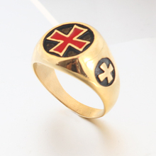 new arrvial red men knights templars ring stainless steel high quality fashion jewelry popular cross ring male Wholesale 2024 - buy cheap