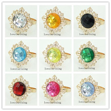 Lote de anillos de Metal con gemas acrílicas para servilletas, Estilo Vintage, color dorado, decoración de boda, 22 colores a elegir, 100 unidades 2024 - compra barato