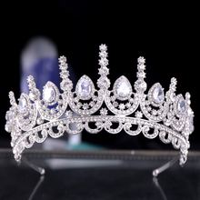 Tiara para cabelo com cristal, acessório fashion para casamento, na cor prata, diadema grande, joia para mulheres 2024 - compre barato