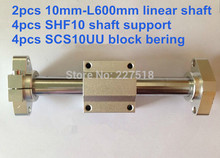 2pcs 10mm - 600mm Linear Round shaft + 4pcs SHF10 shaft support + 4pcs SCS10UU linear block unit 2024 - buy cheap