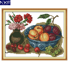 NKF Cherry Fruit Cross Stitch Handmade Cross Stitch Set DIY Kit Needlework Cross-stitch Embroidery Kit for Home Decoration 2024 - buy cheap