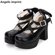 Angelic imprint new woman mori girl lolita cosplay shoes lady high heels pumps women princess dress party shoes 33-47 8cm bowtie 2024 - buy cheap