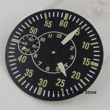 Циферблат Bliger для часов, зеленый циферблат для часов с зелеными цифрами + стрелки часов подходят ETA 38,9 ST 6497, чехол для часов с механизмом, черный круглый циферблат 2024 - купить недорого