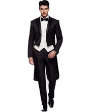 Пиджак + жилет + брюки) мужской костюм с хвостом на заказ двубортный модный мужской свадебный костюм жениха смокинг 2024 - купить недорого