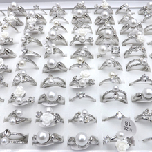 Anéis empedrados de zircônia clara, design misto para meninas cor prata tamanho misto 50 pçs/lote atacado 2024 - compre barato