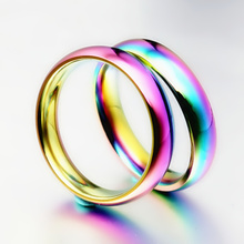 MOREDEAR-Anillo de boda de acero y titanio para hombre y mujer, sortija colorida de arcoíris, ancho de 4mm, tamaño 6-12, regalo 2024 - compra barato