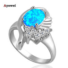Wholesale Retail Lover Zircon Blue Fire Opal silver color color Ring USA Sz  #6.5 Fashion Jewelry OR301A 2024 - buy cheap