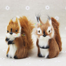 Mini Furry Squirrel Ornament Decoration Adornment Christmas Gift Fleece Height 3 inch / 8cm Teaching cognitive model 2024 - buy cheap
