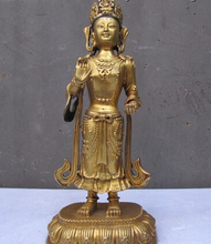 xd 001481 10"Tibet Buddhism Temple Pure Bronze 24K Gold stand kwan yin Buddha Statue 2024 - buy cheap