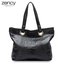 Zency Alligator Women Shoulder Bag 100% Genuine Leather Handbag Crocodile Large Capactiy Lady Messenger Crossbody Purse Big Bags 2024 - buy cheap