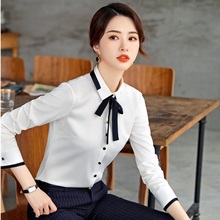 Fashion Styles Blouses & Shirts With Tie For Women Ladies Office Work Wear Long Sleeve Female Blouse Tops Clothes Elegant White 2024 - buy cheap