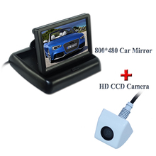 2 em 1 câmera de visão traseira ccd hd + monitor para espelho automotivo, 4.3 polegadas 800x480 + câmera monitor de estacionamento, promoção de fábrica 2024 - compre barato