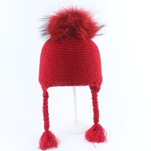 FURANDOWN Baby Girl Winter Raccoon Fur Hats Children Knitted Wool Earflap Beanies For Boys Kids Warm Hat Cap 2024 - buy cheap