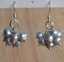 Pendientes de perlas al por mayor-pendientes de plata de ley de Color gris de 5-6mm de perlas naturales de agua dulce, joyería de regalo de damas de honor. 2024 - compra barato