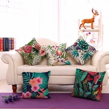 Декоративный чехол для подушки, цветок, фламинго, лист, наволочка для дивана, домашний чехол для подушки 45x45 см 2024 - купить недорого