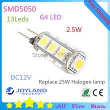 10 unids/lote al por mayor blanco cálido blanco frío 13 LEDs SMD 5050 G4 Led lámpara de coche Luz de bombilla DC12V envío gratis 2024 - compra barato