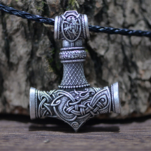LANGHONG-collar de vikingo con cabeza de lobo para hombre, gargantilla de Vikingo, martillo, Vikingo, joyería, Talismán, 10 Uds. 2024 - compra barato