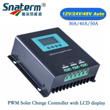 Controlador de carga solar PWM, 50A, 40A, 30A, 12V, 24V, con pantalla LCD, 30A, 40A, 50 amperios, cargador Solar de batería inteligente, reguladores 2024 - compra barato