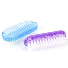 (Blue Purple) Plastic Nail Cleaning Scrubbing Brush Double Sided Hand Nail Brush Cleaner 2024 - buy cheap