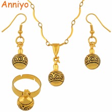 Anniyo Small Full Round Ball Pendant Necklace Earrings Ring Sets Women Girl Jewelries Papua New Guinea Beads Jewelry PNG #122606 2024 - buy cheap