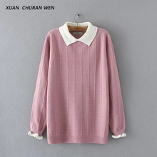 XUANCHURANWEN 2017 New Winter Autumn Women Long Sleeve Sweater Doll Collar Short Loose Plus Size Pullovers Jumper Femme YY25 2024 - buy cheap