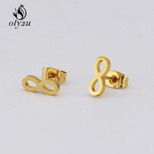 Oly2u Kpop Korean Fashion Infinity Small Earrings Stainless Steel Earrings For Girls Ear Studs Women Jewelry Elegant Gifts 2024 - buy cheap