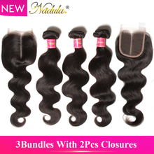 Nadula Hair 3 Bundles With 2Pcs Closures Peruvian Body Wave With Closure 100% Remy Human Hair Bundles With 4*3 Lace Closure 2024 - buy cheap