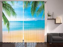 Praia temático decoração cortinas exóticas lagoa areia mar oceano paraíso imagem janela cortinas para sala de estar quarto 2024 - compre barato