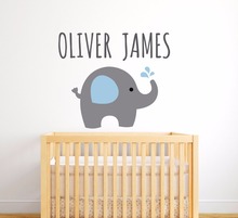 Elephant Customized Name Wall Sticker Vinyl Waterproof Removable Animal Art Kids Nursery Bedroom Decoration Elephants Decor W68 2024 - buy cheap