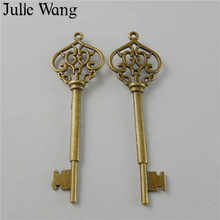 Julie Wang 5PCS Alloy Antique Bronze Big Pattern Key Shape Charms Neckalce Handmade Crafts Findings Jewelry Making Accessory 2024 - buy cheap