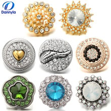 Gold Heart Wholesale Snaps Crystal Snap On Charm Jewelry For Women Fit Snap Button Ring LSSN454/577 2024 - buy cheap