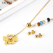 OUFEI Stainless Steel Jewelry Woman Vogue 2019 Heart-shaped Necklace Earrings Set Bohemian Jewelry Sets Accessories 2024 - buy cheap