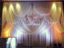 Pure White Wedding Backdrop with beautiful swags Stage Curtain Wedding Decoration 2024 - buy cheap