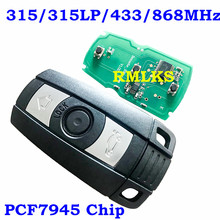 RMLKS-llave remota inteligente para coche, dispositivo con 3 botones, 315MHZ, 433MHz, 868MHZ, Chip PCF7945, para BMW sistema CAS3, serie 1, 3, 5, 7, X5, X6, Z4, hoja HU92 sin cortar 2024 - compra barato