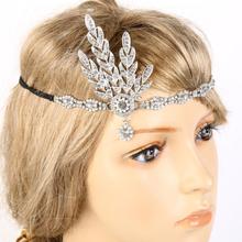 2019 Art Deco Women 1920s Vintage Bridal Headpiece Costume Hair Accessories Flapper Great Gatsby Leaf Medallion Pearl Headband 2024 - buy cheap