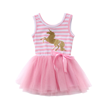 Children Baby Girls Dress 2019 Summer Sleeveless Unicorn Princess Girls Party Birthday Pink Tutu Tulle Dress 2024 - buy cheap