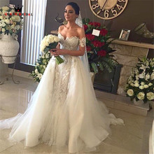 Custom Made Mermaid Sweetheart Cap Sleeve Tulle Lace Crystal Beaded Luxury Sexy Wedding Dresses 2021 New Wedding Gown NY56 2024 - buy cheap