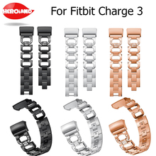 Pulsera de aleación de acero inoxidable con forma de D para mujer, brazalete de Metal de repuesto, ajustable Fitbit charge, 3 bandas con diamantes de imitación 2024 - compra barato