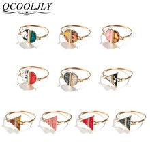 QCOOLJLY brazaletes de Metal color dorado geométrico círculo redondo Patchwork colores mujeres pulseras brazalete pulseras 2024 - compra barato