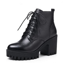 Botas de nieve cálidas de felpa/lana para mujer, zapatos de tacón alto antideslizantes, de cuero genuino, novedad de primavera e invierno, 2021 2024 - compra barato