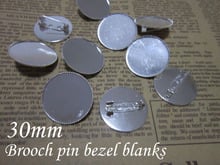 Bulk 200piece/lot 30mm cameo setting Rhodium plated metal safety pin brooch bezel blanks, brooch base 2024 - buy cheap