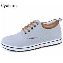 mens canvas shoes Korean style lace up casual fashion shoes men extra height increasing invisible elevator shoes apatos hombre 2024 - buy cheap